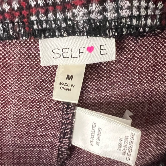 Self E Houndstooth Pull on Stretch Flare Pants Size Medium Black Gray Maroon - Picture 6 of 6